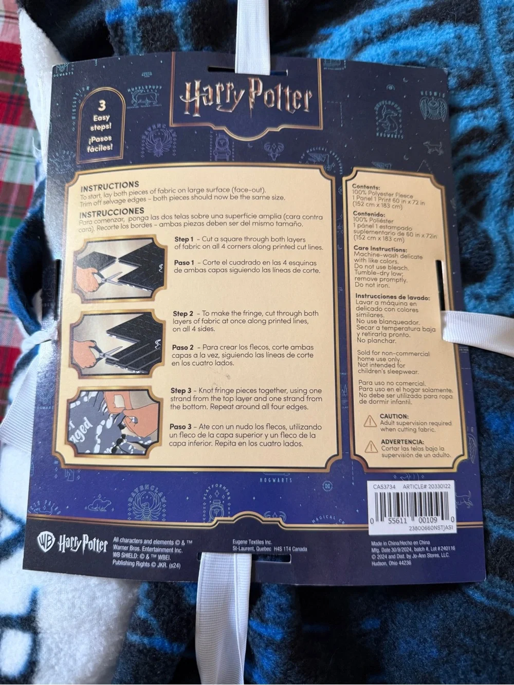 Warner Bros. Harry Potter Marauder's Map No-Sew Throw Kit - Black & Gold